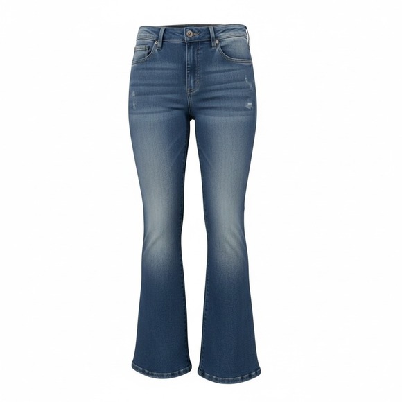 BKE Stella Womens Jeans Slim Fit Low Rise Flare Blue Denim Distressed Size 29 - Picture 2 of 16